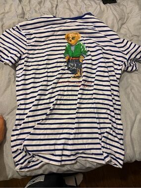 Polo Ralph Lauren  Striped Bear Tee - White & Blue